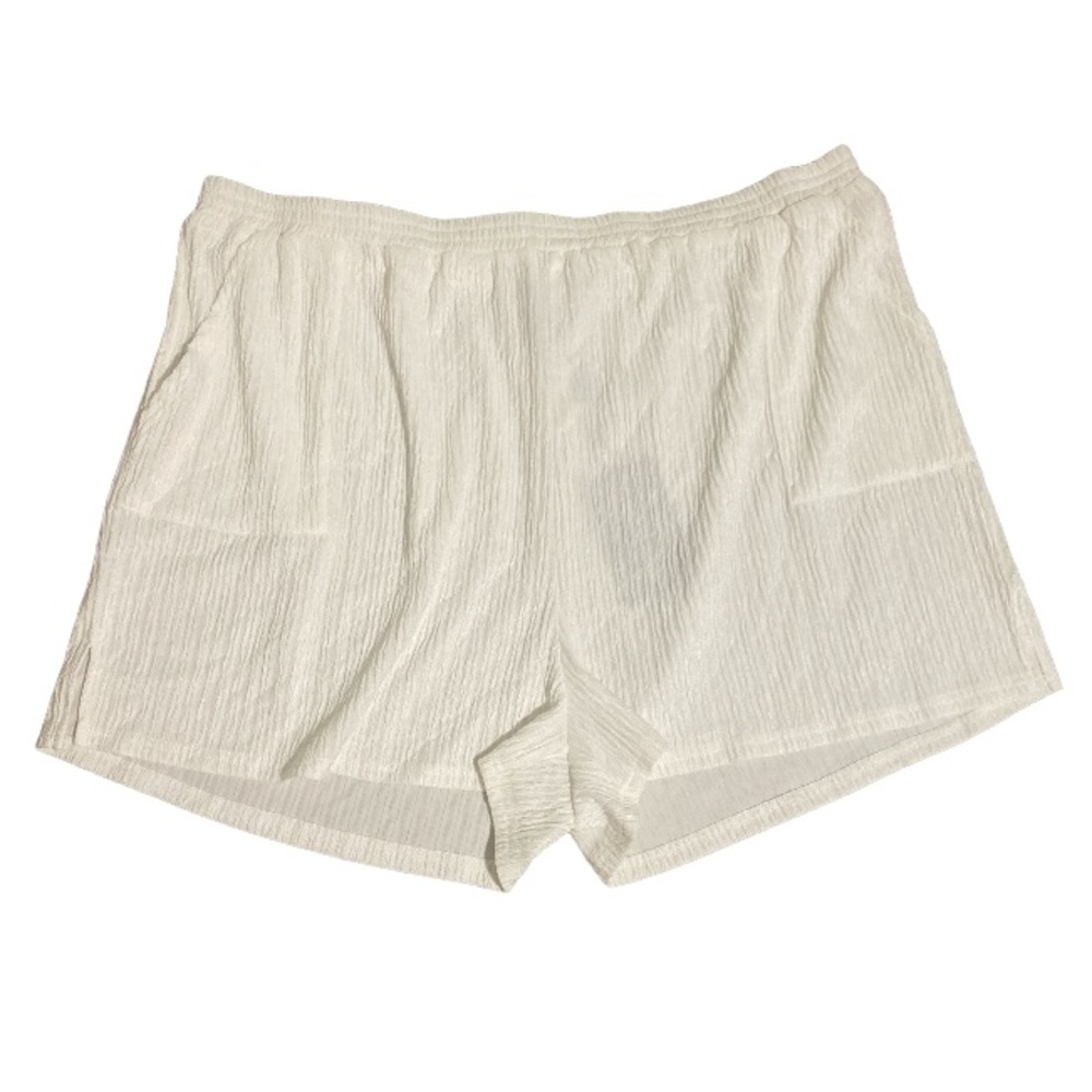 Stone Shirred Crinkle Beach Shorts With Pockets - Size 22 - Picture 4 of 6